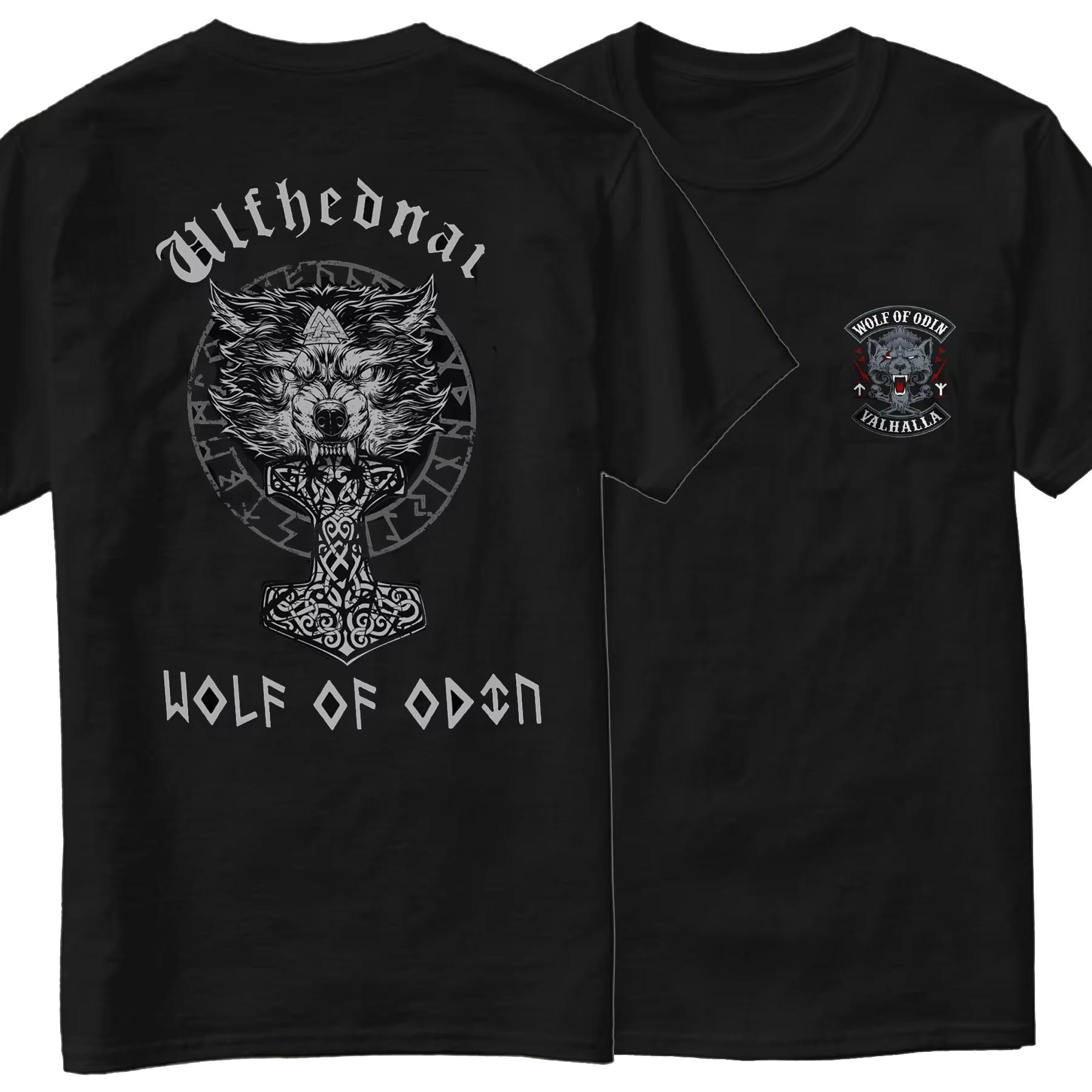 

Norse Myth Thor Hammer Mjolnir Rune Wolf of Odin Valhalla T-Shirt Cotton O-Neck Short Sleeve Casual Mens T-shirt Size 4XL