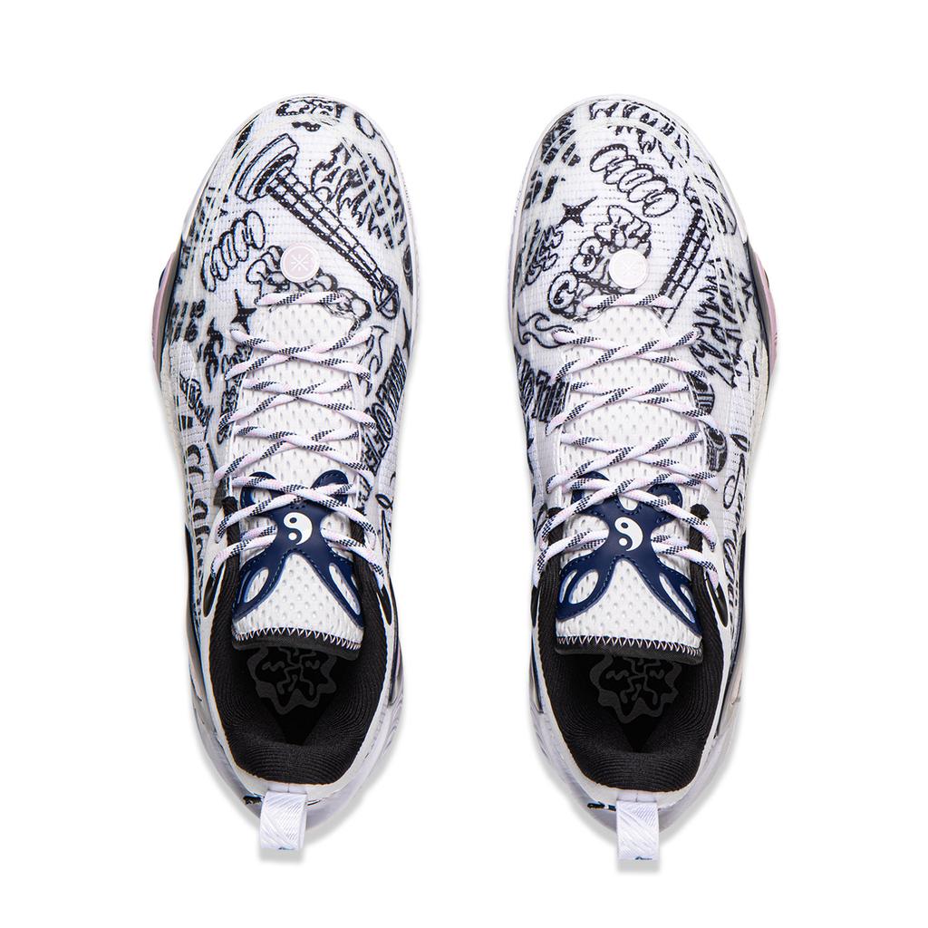 Li Ning DLO1 Cushioning Slip Resistant Abrasion Resistant Rebound Grip Low Top Basketball Shoes Men's White Black ABPV009-18