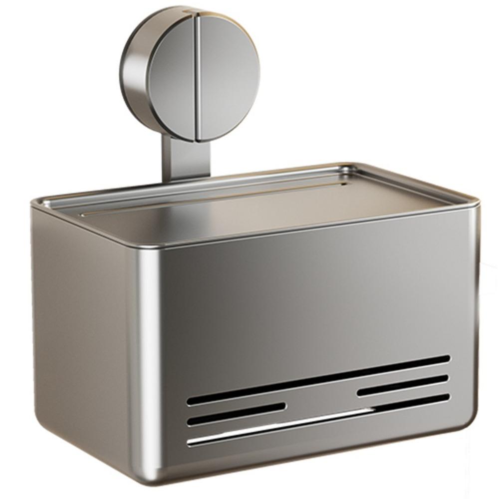 

With Drawer Suction Cup Tissue Box Aluminum Wall Mounted Tissue Box Roll Holder Bathroom Use серый