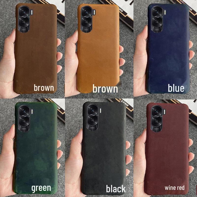 

Чехол-полунакладка из воловьей кожи для Honor X30 - Высококачественная задняя крышка из натуральной кожи для Honor X30i. Honor X30i коричневый