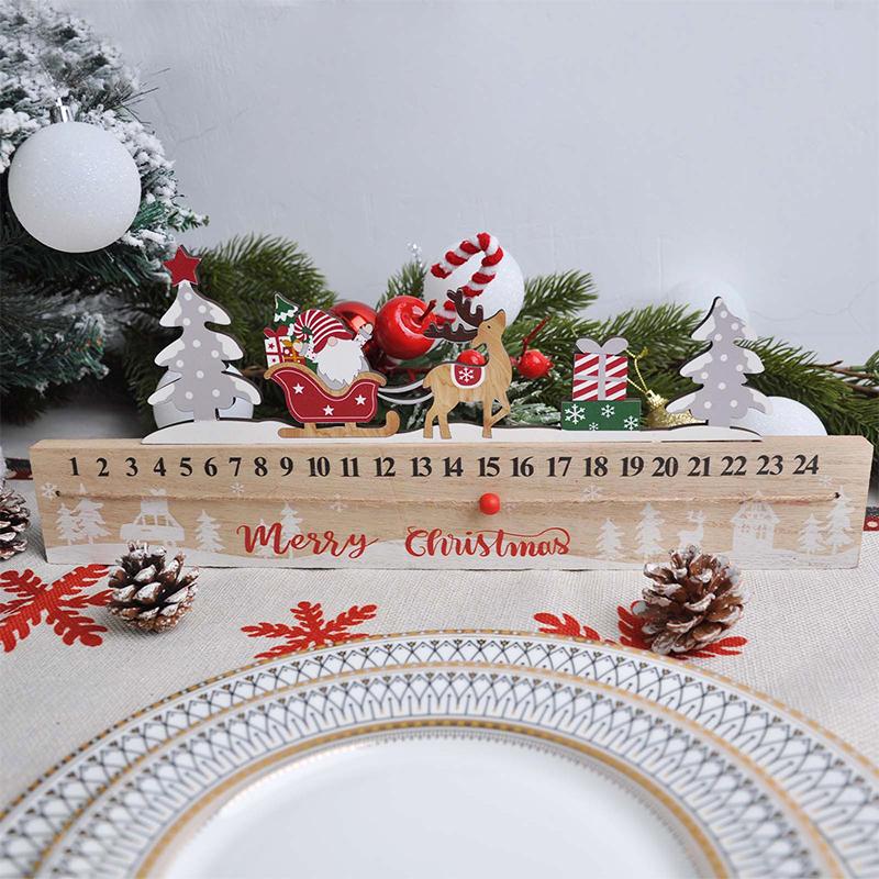1PC Wooden Ornaments Countdown Gifts Christmas Festival Mobile Practical Painted Decorations Calendar