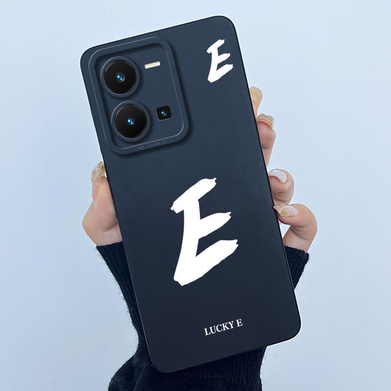 For Vivo Y35 Case Cute Initial Letters Soft Liquid Silicone Back Cover For Vivo Y 35 4G Funda Anti Drop Phone Protector Coque