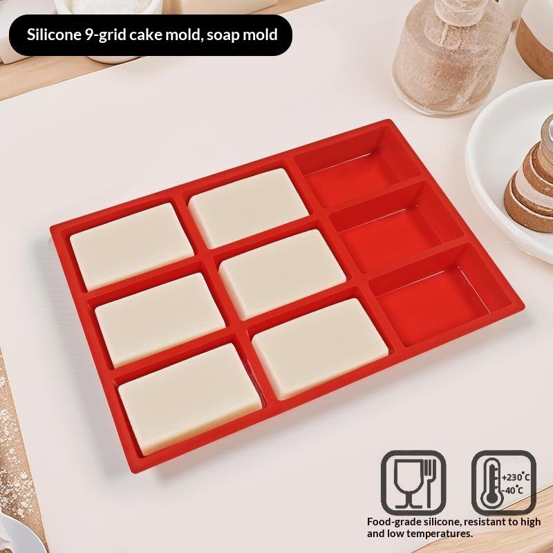 Lebensmittelechtes Silikon 9-Kammer-Form Einfaches Entformen Hitzebeständig Perfekt zum Kuchenbacken Seifenherstellung Küche DIY