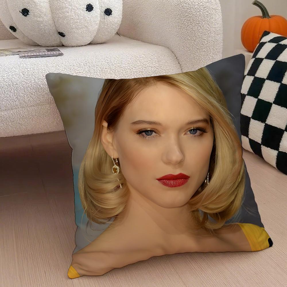 LLea Seydoux Cushion Cover Throw Pillow Cover Hidden Button Durable Polyester Chair Cushion