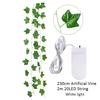 2.3m Fake Creeper Green Leaf Ivy Vine with 2m LED String Lights - Home Wedding Party Hanging Garland Artificial Flower