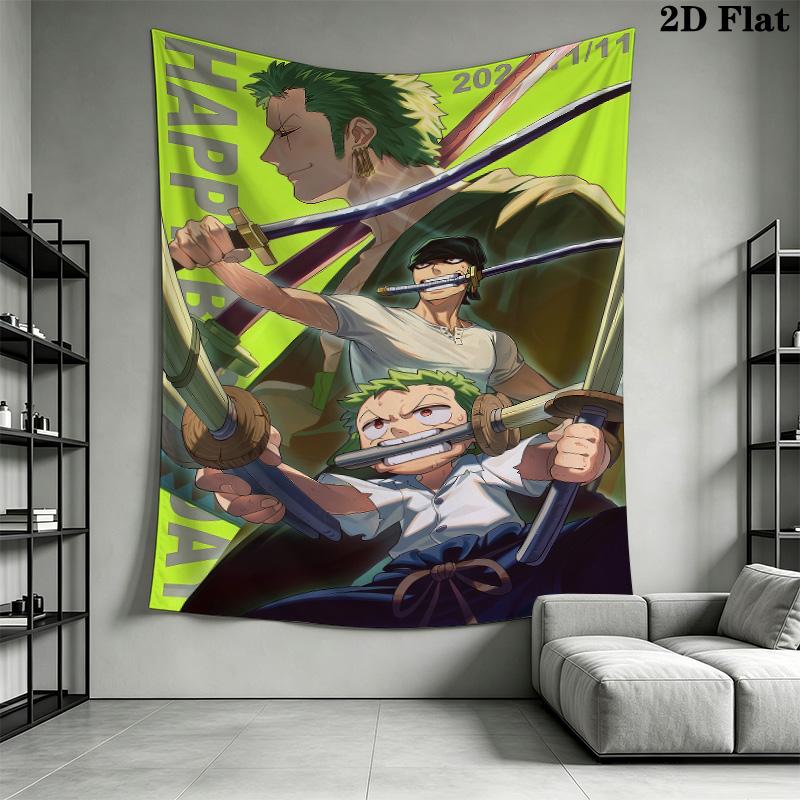 Roronoa Zoro Wall Tapestry Aesthetic Wall Hanging Printed Fabric Blanket Decorative Tapestries For Bedroom Living Room Home Decor