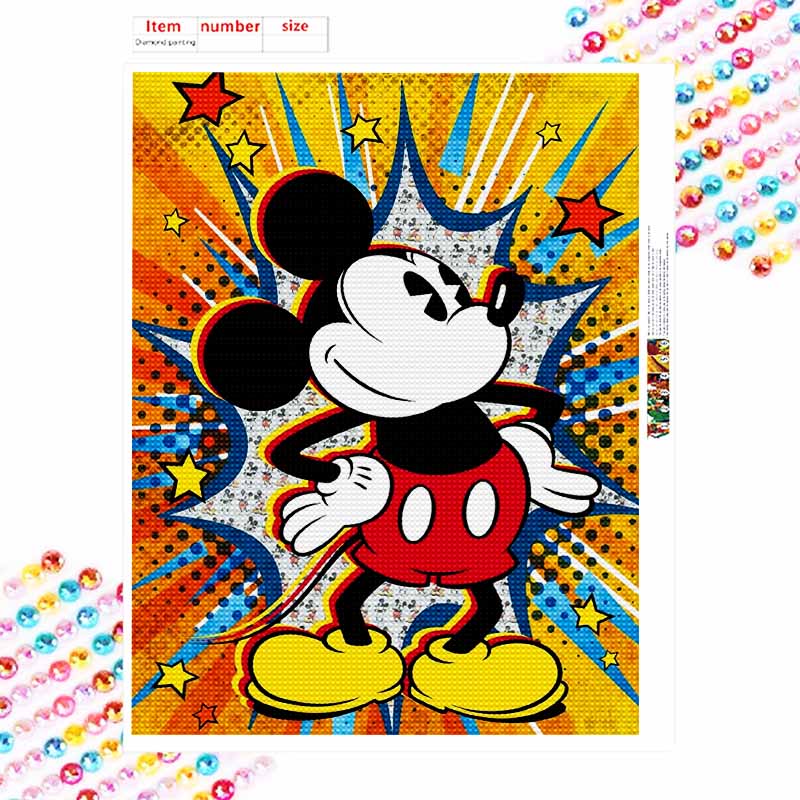 Disney DIY Diamond Painting 5d Mickey Mouse Retro Pop Art Cross Stitch Diamond Living Room Bedroom Decoration Painting