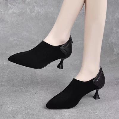 Moda 2024 Jesień Nowe Modne Damskie Buty Szpiczasty Czubek Jednolity Kolor Wysokie Obcasy Eleganckie Miękka Skóra Damskie Wysokie Obcasy Niskie Buty