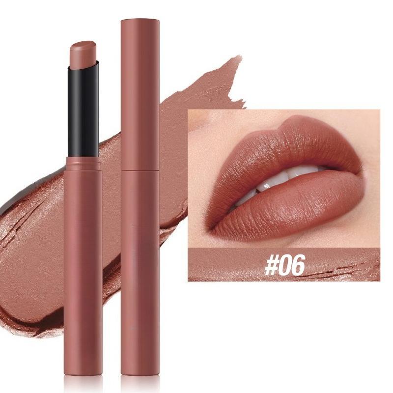 Matte Lipstick Non-Stick Cup Long-Lasting Velvet Finish Lipstick Pen Smooth Matte Lip Color Waterproof Non-Fading 12 Colors Nude