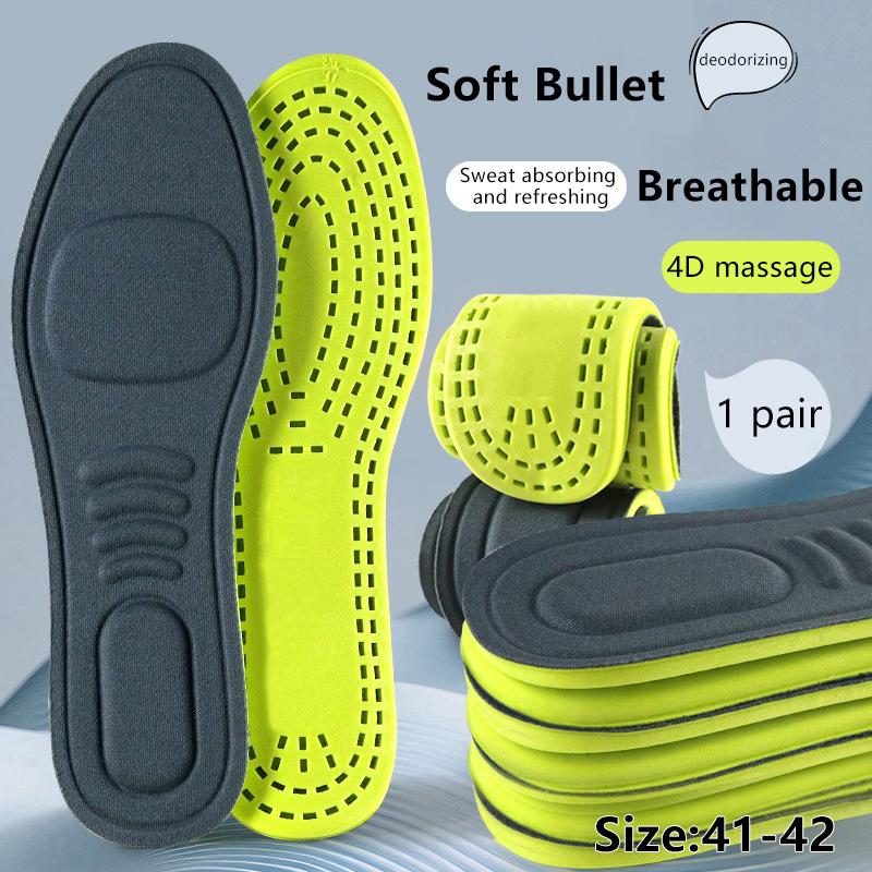 1Pair Soft Memory Foam Insoles Unisex Soft Sports Running Shoes Inserts Sweat-Absorbing Breathable Deodorant Cushion Shoe Pad