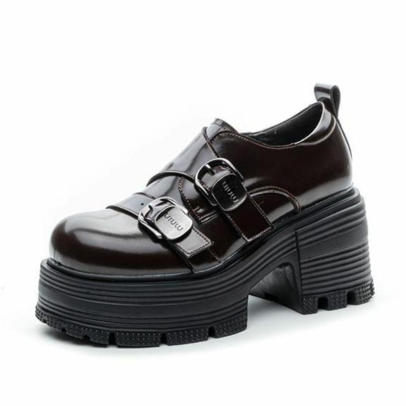 

Модные женские туфли на одинарной подошве с утолщенной подошвой 9 см, увеличивающие рост, в винтажном стиле, в британском стиле, кожаные туфли с плоским верхом для повседневной носки, туфли с круглым носком 40 кофейный