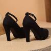 Fashion Women High Heels Fashion Suede Round Toe Female Platform Shoes Women Pumps Heeled Sandals Sexy Ankle Strap Footwear Big Size 42