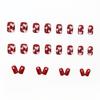 Cherry Red Heart Print Whitening Nail Stickers - 24 Pieces