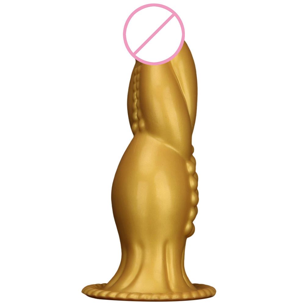 Golden Silicone 35 * 10cm Oversized Anal Plug Penis Shaped Anal Plug Alternative Harem Expansion Huge Chrysanthemum