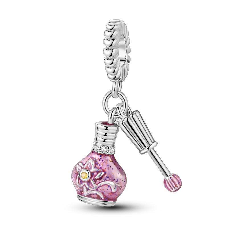 2025 Newest Colorful Charms Bead 925 Sterling copper Pink Butterfly Pendants Fit Original Mula Bracelet DIY Zircon Marking