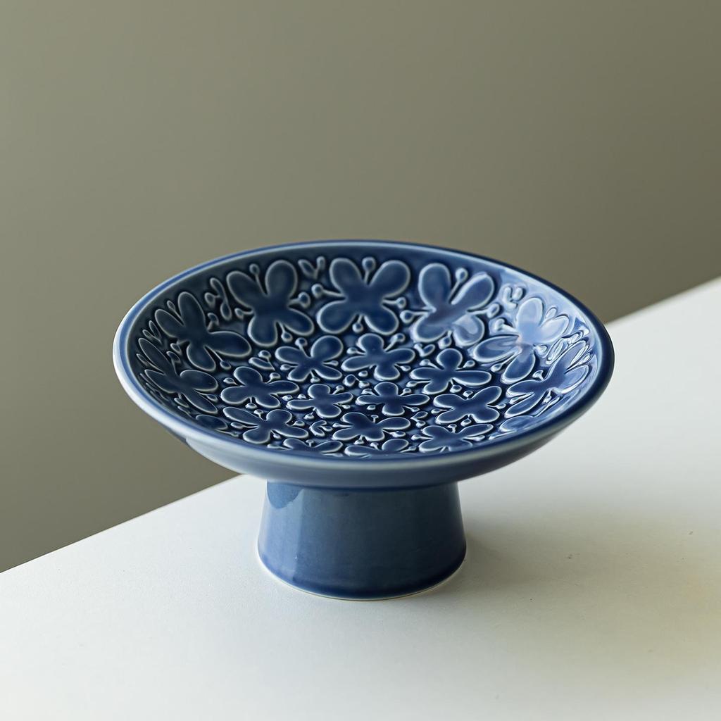 Elegant Ceramic Fruit & Dessert Plate with High Base – Luxurious Tableware for Cold Dishes