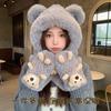 Winter warm plush hat new scarf gloves integrated cute bear three-piece set female cycling ear protectors