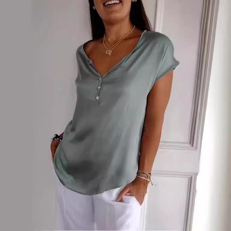 GMXIA Summer Women's Loose Casual Simple Commuter Short Sleeve Top Women