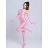 Sexy Long Zipper Open Crotch Leotard See Through Bodysuits Shiny Tights Smooth Yoga Shaping Elastic Jumpsuits With Glove Ootd