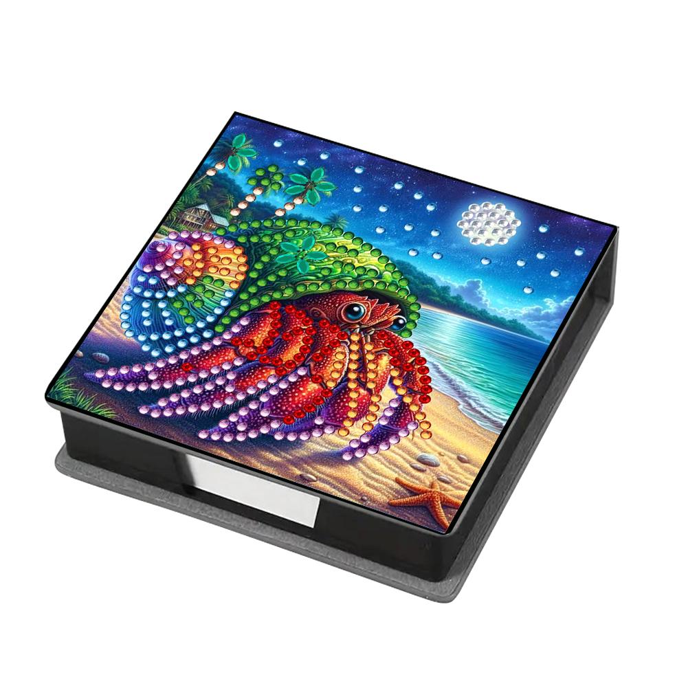 Girl Leather Gem Painting Memo Pad Holder Mosaic Kit Diamond Art Note Box with 160 Sheets of Paper for Adults Beginners