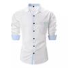 Men's Spring Autumn Men's Fashion Checkered Color Blocked Business Slimming Casual Shirt Long Sleeved Shirt