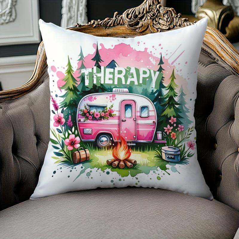 

Set of Camping Trailer and Forest Design Throw Pillow Cover Polyester for Home Car Sofa Bedroom Machine Washable 40cmx40cm