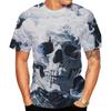 Fashionable Men's Short Sleeved 3D Digital Printed Skull Pattern T-shirt Trendy Versatile Top