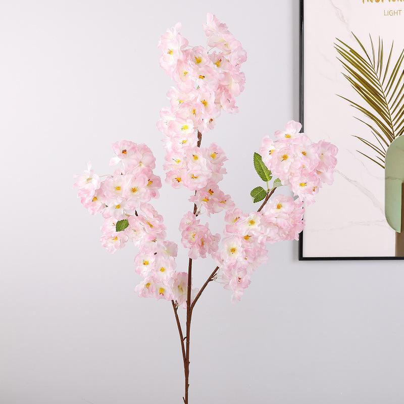 Simulated Feel Silk Cherry Blossoms Multi-layer Leaved Cherry Blossom Branches, Furniture Wedding Scene Fake Flowers