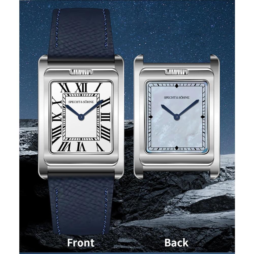 Relógio de Quartzo Quadrado Novo da Moda 2025 Specht & Söhne Dupla Face Relógios Masculinos Aço Inoxidável Cristal de Safira Reloj Hombre 24.5MM