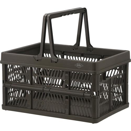 Fujiboeki Folding Container Basket, Khaki, 45cm Wide x 31.5cm Deep x 25cm High, with Handle for Easy Carrying, 26L Capacity, Large Size, Product Numbe