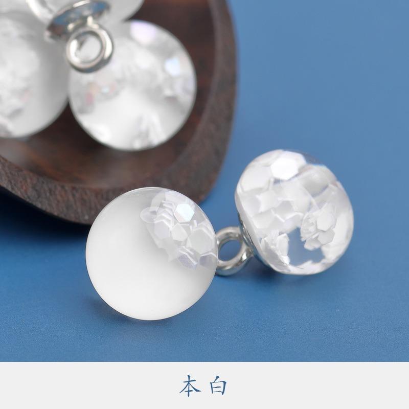 10pcs Transparent Frog Clasps with Jade Beads Handmade Chinese Knot Buttons for Cheongsam, Hanfu Costume