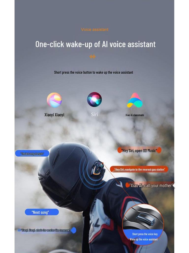 Y802x Bluetooth Motorcycle Helmet Intercom: 800m Range for Two Riders, Compatible with Third-Party Helmets.