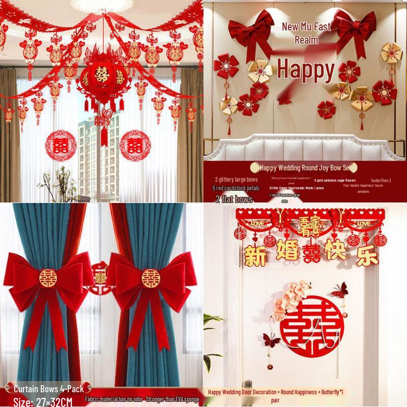 Wedding Bunting Décor Set for Bride and Groom's Room and Living Room Background