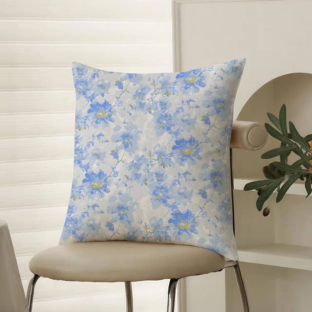 Retro Ink Prints Beautiful Pillow Case Comfort Sofa Bed Silky Elegant Invisible Zipper Decorative Cushion Cover