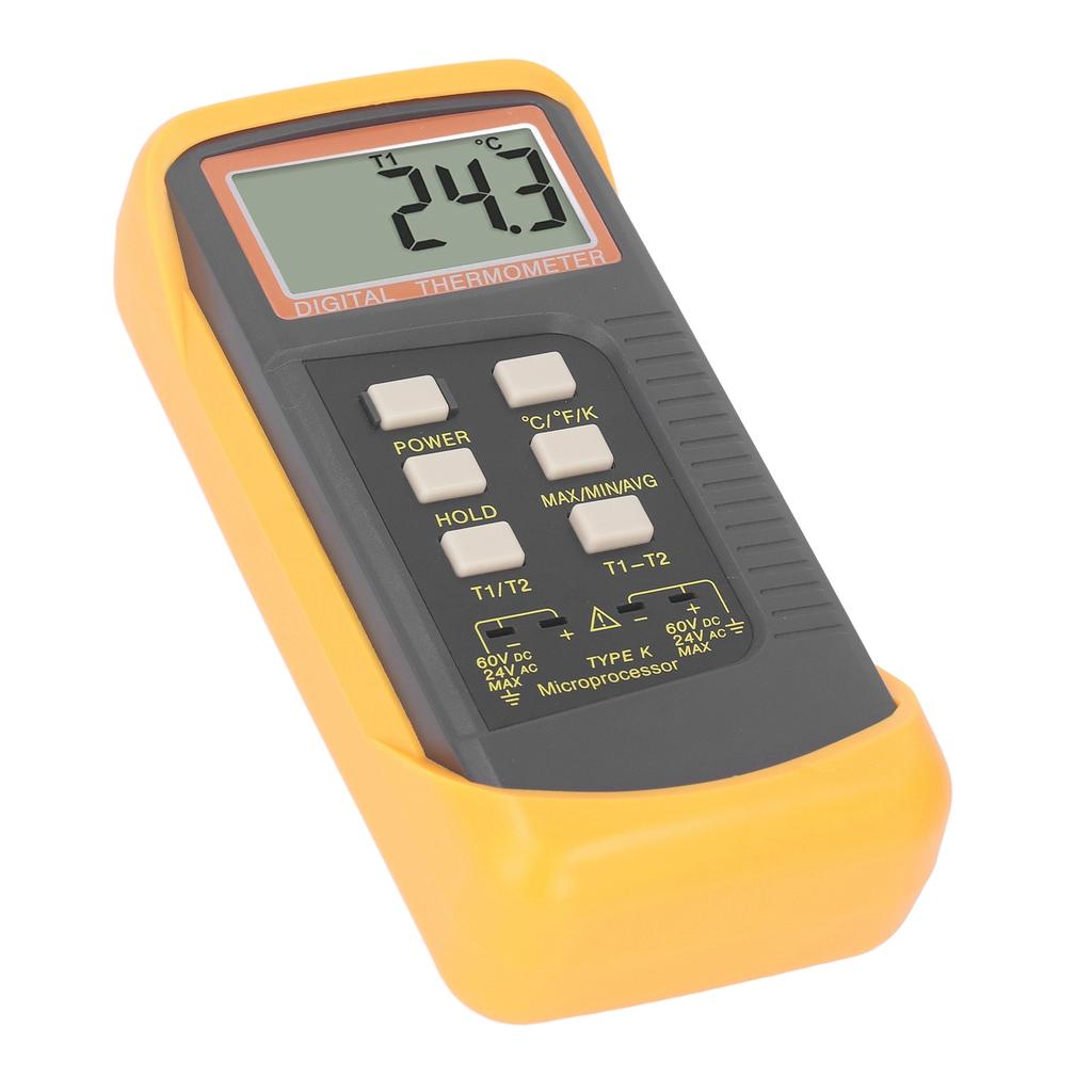 K Type Thermocouple Thermometer Dual Channel LCD Temperature Meter with 4 Probes DC60V AC24V Input
