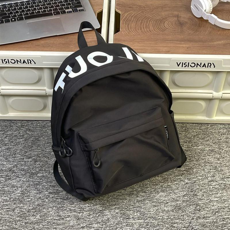 Solid Color Fashionable Letter Pattern Lightweight Neutral Backpack Outdoor For
