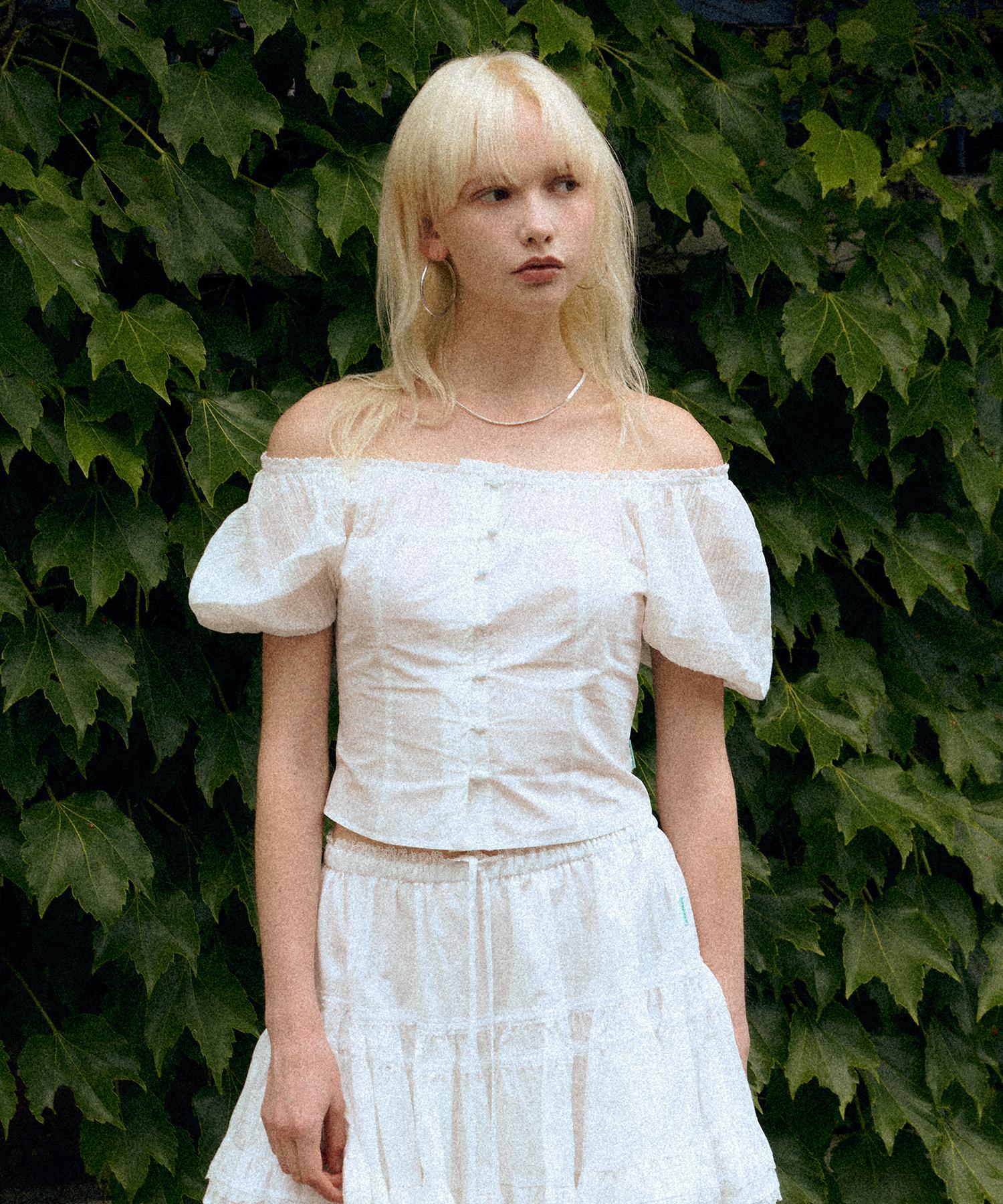 Instant Punk Shirred Puff Blouse - White White/Free