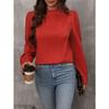 Women's Top Half Turtleneck Pleated Long Sleeve Slim Shirt