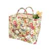 Fabric Floral Pattern Storage Basket Large Capacity Easy Carry Handles Fabric Laundry Basket Quilted Design Collapsible Design