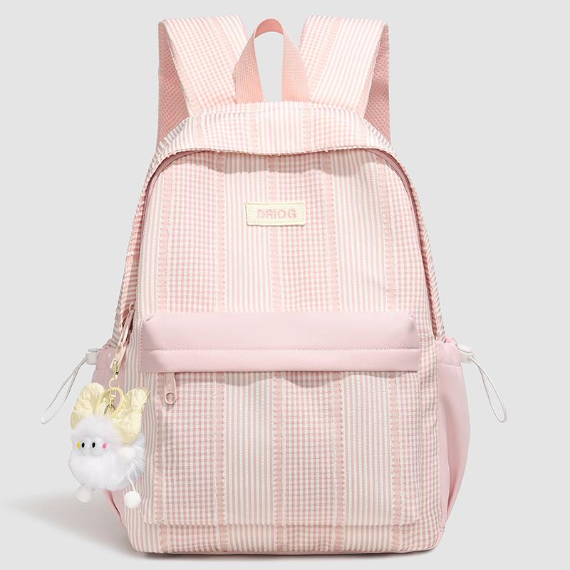 Schoolbag Korean version of college style student schoolbag, cute small fresh striped backpack for junior and high school students, large