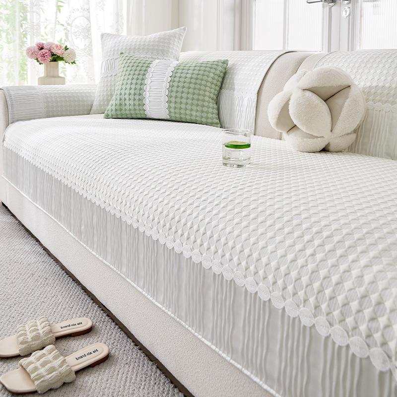 Summer Cool Ice Silk Sofa Cushion  New Light French High-End Summer Thin Straight Non-Slip Mat