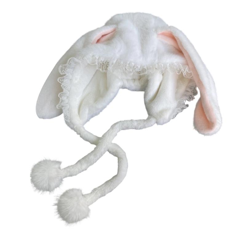 Warm Earflap Hat For Children Plush Rabbits Ear Design Winter Thermals Hat
