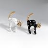 Black White Enamel Cat Brooches For Women Girls Fashion Cartoon Cute Kitten Animal Brooch Clothing Accessories Jewelry