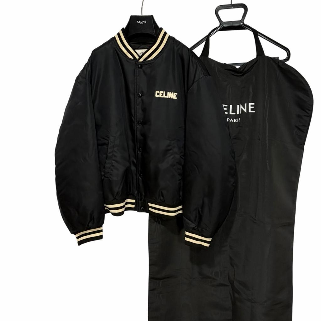CELINE Loose Nylon Teddy Jacket Black Men's Size M (46) Model 2W22C227R