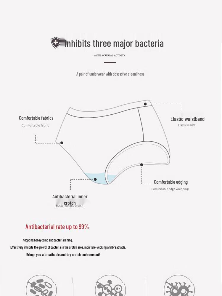 Nanjiren Modal Antibacterial Seamless Briefs - 3 Pack