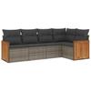 Vidaxl 5-Cz. Garden Lounge Set, Cushions, Grey PE Rattan