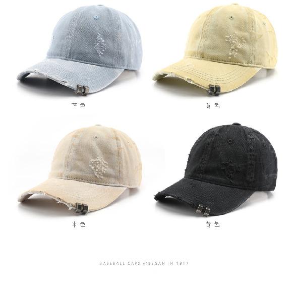 Women's solid-color, plain, washed, distressed, and ripped baseball cap, suitable for outdoor activities, providing sun protection and shade