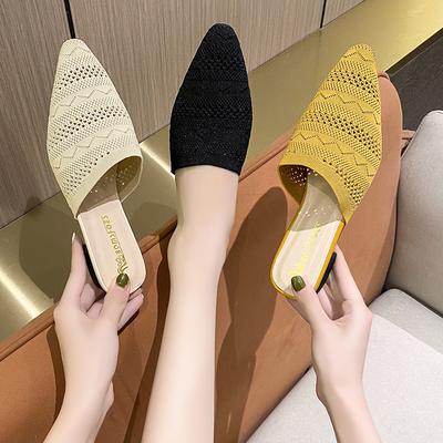 Fashion Women's Shoes Outdoor Fashion Women Slippers Female Square Toe Shallow Low-heel Casual Footwear Comfortable Sandals Slides