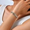 Vnox Strap Chain Bracelets for Men Women, Gold Silver Color Stainless Steel Link Wristband,18cm Length Chain Jewelry Gift