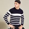 Antonio Men's Merino Wool Blend Striped Jacquard Sweater